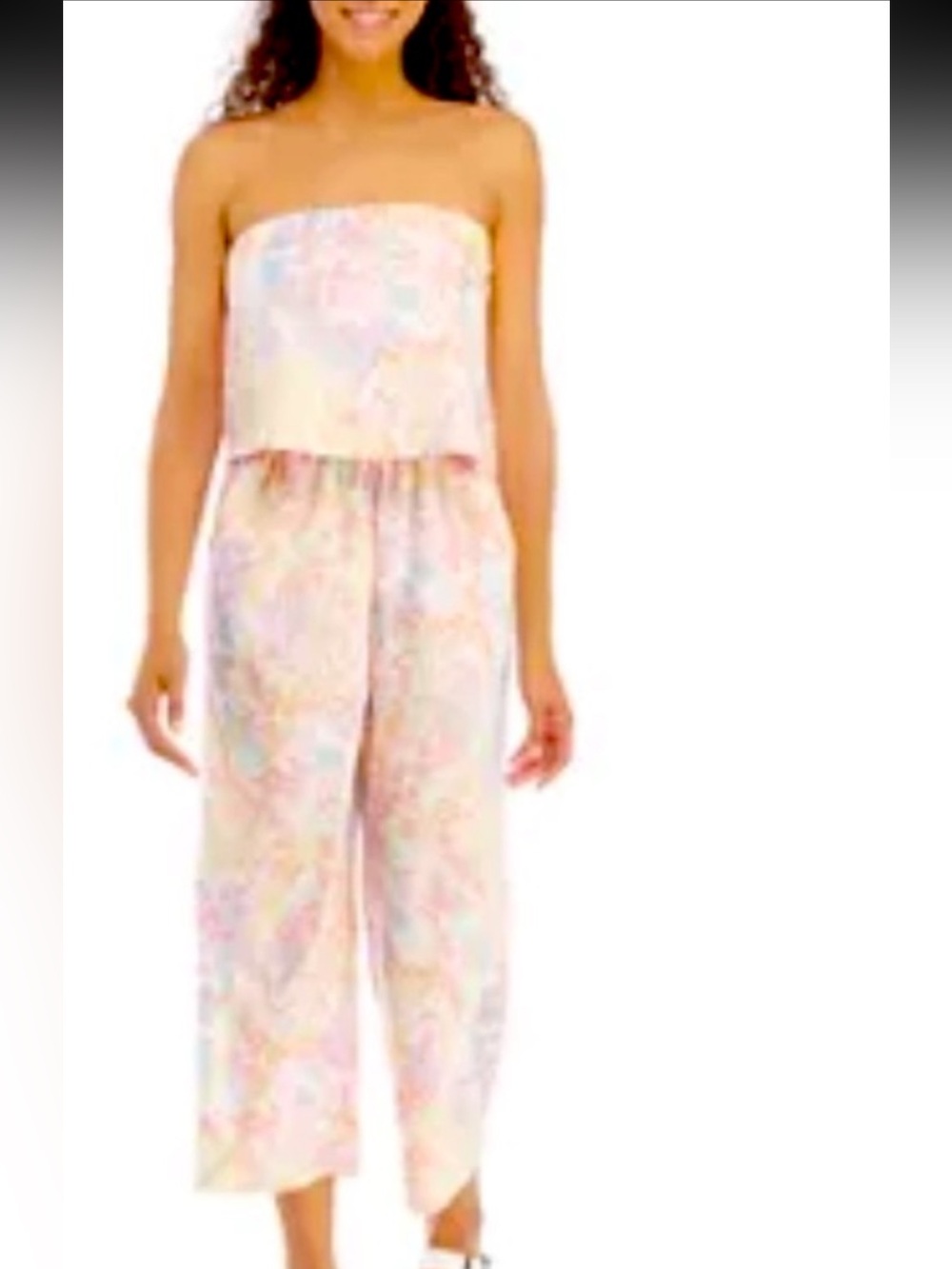 Tye dye strapless ruffle top jumpsuit